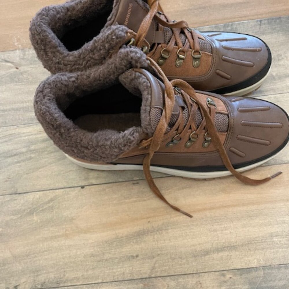 Weatherproof Brown Lace-Up Waterproof Winter Boots with Faux Fur Collar - Picture 2 of 5